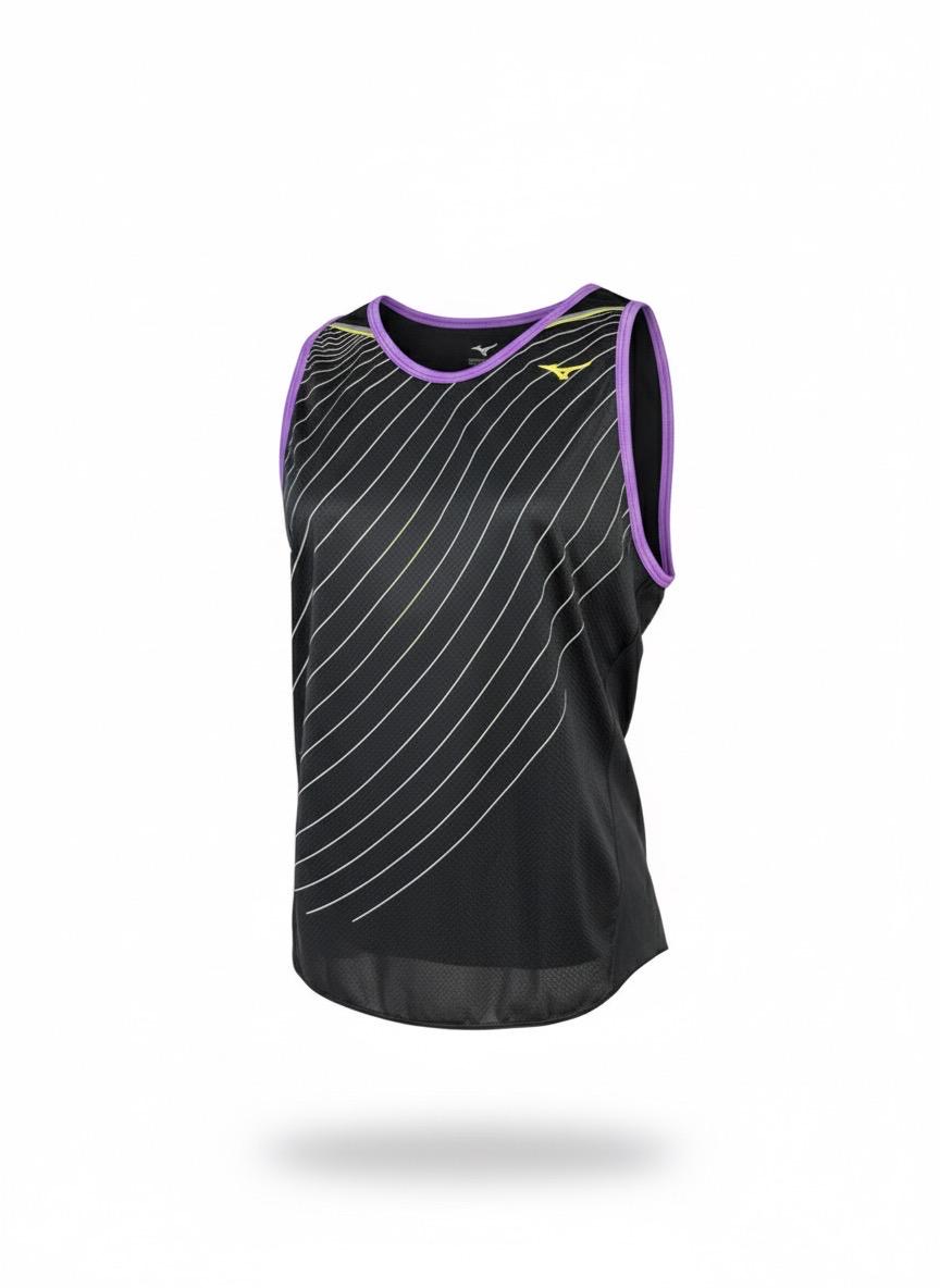 Camiseta tirantes mujer negra/lineas